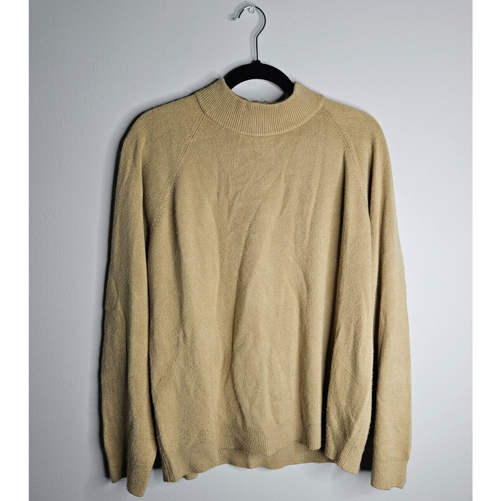 Draper's & Damon's Pullover Sweater Mock Neck Zip Back Cream Soft Women's XL
